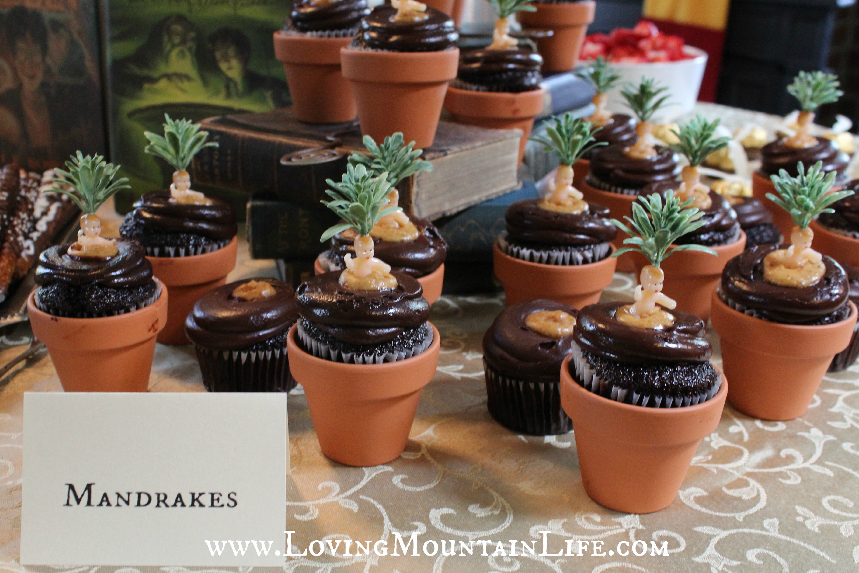 Mandrake cupcakes for a Harry Potter party